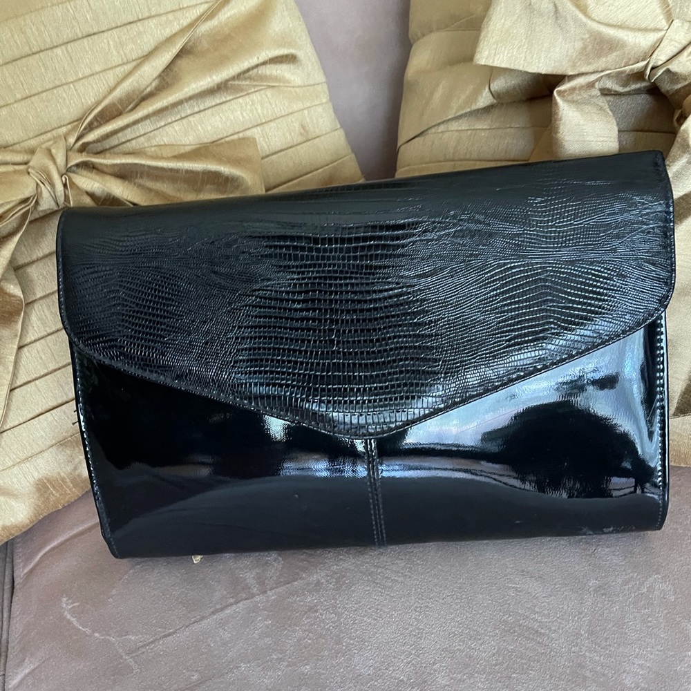 Vintage Black Patent Clutch
